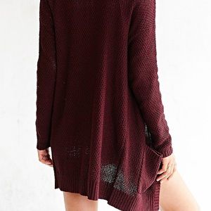 Maroon BDG long open cardigan